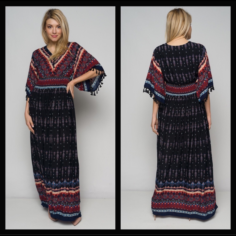 REDUCED💰 Navy Loose Sleeve Boho Maxi - Picture 5 of 6